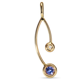 Pendentif Or jaune Tanzanite Diamant: Ce pendentif est serti : -d une tanzanite ronde 4mm -d un Diamant rond 1,5mm Ces deu...