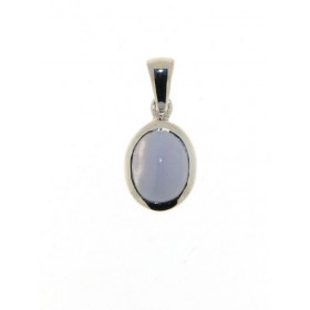 Pendentif Argent 925 Calcédoine Bleue serti d une pierre 9x7mm Hauteur bélière : 20mm