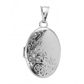 Pendentif Cassolette Porte Photo Argent Rhodié Pendentif gravé jolis ornements floraux Dimensions du pendentif (bélière in...