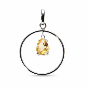 Pendentif Cercle Argent Citrine Poire