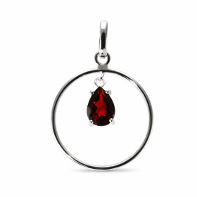 Pendentif Cercle Argent Grenat Poire