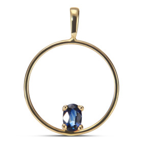 Pendentif Or Jaune serti d un Saphir ovale 6x4 mm (0,60 carat) Dimensions du pendentif (bélière incluse) : 28 x 21 mm Poid...