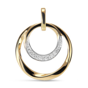 Pendentif Cercles Or Jaune 750 Diamant  0.055 carat