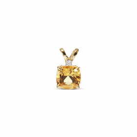 Pendentif Citrine Or Jaune 750 Un modèle discret à fois étincelant La citrine 5x5mm taillée coussin est accompagnée d un d...
