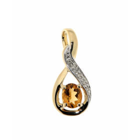 Pendentif Citrine Or Jaune 375 La pierre centrale forme ovale mesure 5x3mm Elle est maintenue sur cette monture or jaune 3...