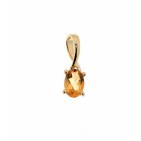 Pendentif Citrine en Or Jaune 375. Jolie monture avec bélière croisée. La pierre de forme ovale mesure 6x4mm. Elle est mai...