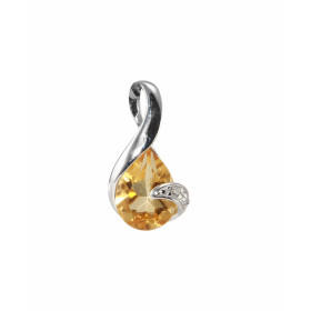 Pendentif Citrine et diamant en Or Blanc 750. Ce pendentif est serti d'une citrine poire mesurant 8x6mm. Un diamant de 0,0...
