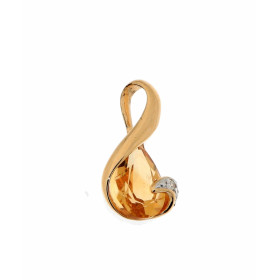 Pendentif Citrine diamant Or Jaune 750 Ce pendentif est serti d une Citrine poire mesurant 8x6mm Un diamant 0,005 carat es...