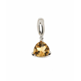 Pendentif Citrine Triangulaire 6x6mm et Diamant Or Blanc 375