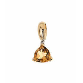 Pendentif Citrine en Or Jaune 375. La pierre centrale de forme triangulaire mesure 6x6mm. Elle est maintenue sur cette mon...