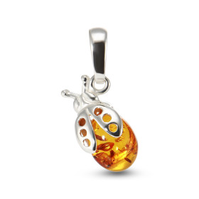 Pendentif Argent 925 Ambre motif coccinelle Forme pierre : ovale Dimensions pierre : 10x8mm Dimensions du pendentif (béliè...