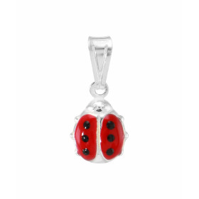 Pendentif coccinelle émaillée en Argent 925. Dimensions de la coccinelle : 10x9mm. Hauteur bélière incluse : 2cm