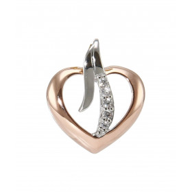 Pendentif Coeur Argent 925 Rhodié Rosé Oxydes Motif coeur 2 tons Le pavage est composé 5 oxydes zirconium 1.3 à 1.5mm diam...