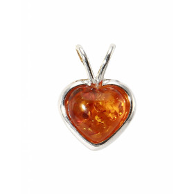 Pendentif Coeur Argent Ambre