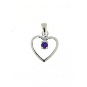 Pendentif Argent 925 Améthyste forme coeur serti d une pierre 3mm Dimensions du Pendentif (bélière incluse) : 18.5 x 12.5 mm 