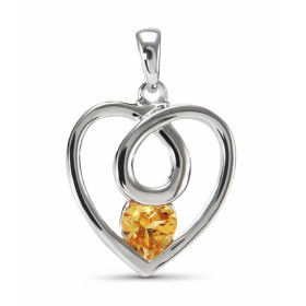 Pendentif Coeur Argent Citrine. Motif Coeur serti d'une pierre taille coeur de 5x5mm. Dimensions du pendentif (bélière inc...