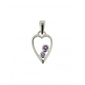 Pendentif Coeur Argent et 2  Améthystes