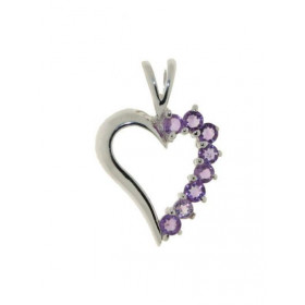Pendentif Argent Améthyste forme coeur Ce pendentif argent est serti 8 pierres 2mm