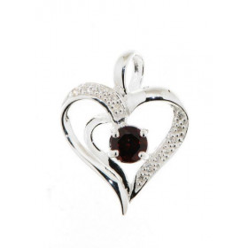 Pendentif Coeur Argent Grenat et Oxyde