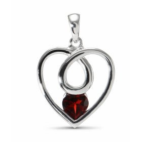 Pendentif Coeur Argent Grenat. Motif Coeur serti d'une pierre taille coeur de 5x5mm. Dimensions du pendentif (bélière incl...