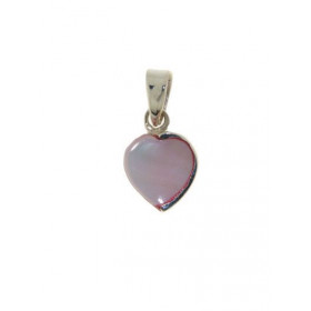 Pendentif Argent 925 Nacre , petit coeur de 10x10mm, hauteur totale : 19mm