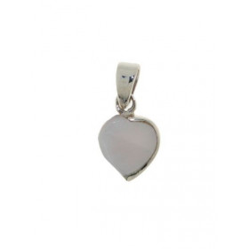 Pendentif Argent 925 Nacre , petit coeur de 10x10mm, hauteur totale : 19mm