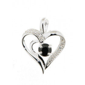 Pendentif Coeur Argent Oxyde de Zirconium Noir et Blanc