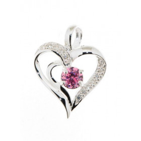 Pendentif Coeur Argent 925 Oxyde Ce pendentif est serti d un oxyde rose 5mm 12 oxydes blancs 1mm Dimensions du pendentif 2...