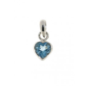 Pendentif Argent 925 Topaze Bleue serti d une pierre forme coeur 8x8mm