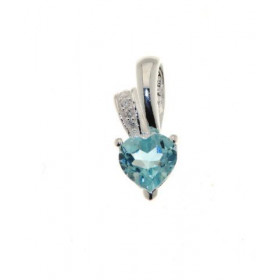 Pendentif Argent 925 Topaze Bleue Traitée Oxyde Zirconium Pierre taille coeur 6,5 x 6,5mm Dimensions du pendentif : 16 x 7...