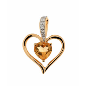 Pendentif coeur Citrine et diamant en Or 750 2 tons. Ce pendentif est serti d'une citrine taillée en coeur mesurant 6x6mm....