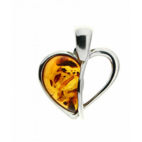 Pendentif Coeur Ambre Argent 925 Pendentif Argent 925 Ambre couleur cognac Ambre forme poire 12x10mm Monture forme coeur D...
