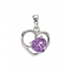 Pendentif Coeur Argent 925 Rhodié Améthyste Motif coeur serti d une pierre forme coeur La pierre est sertie à griffes Dime...