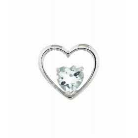 Pendentif Or blanc 375 serti d une aigue marine taille coeur 6x6mm Dimensions du pendentif (bélière incluse) : 12x13mm