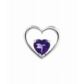 Pendentif Or blanc 375 serti d une améthyste taille coeur 6x6mm Dimensions du pendentif (bélière incluse) : 12x13mm