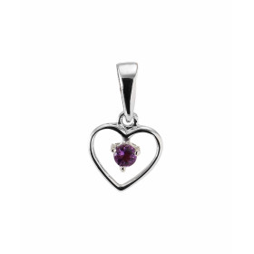 Pendentif Coeur Or blanc 375 Améthyste Monture Or blanc 375 (9 carats) Motif coeur 8x8mm une pierre ronde 2.5mm au centre ...