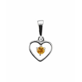 Pendentif Coeur Or blanc 375 et Citrine. Monture en Or blanc 375 (9 carats). Motif coeur de 8x8mm avec une pierre ronde de...