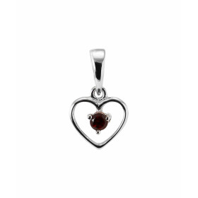 Pendentif Coeur Or blanc 375 et Grenat. Monture en Or blanc 375 (9 carats). Motif coeur de 8x8mm avec une pierre ronde de ...