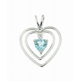 Pendentif en Or blanc 375 serti d'une topaze bleue traitée taillée en coeur de 5x5mm. Dimensions du pendentif (bélière inc...