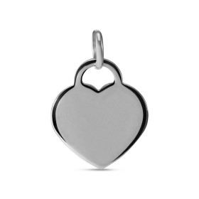 Pendentif en or blanc 375 en forme de coeur. Dimension du pendentif (bélière incluse) : 14x19mm