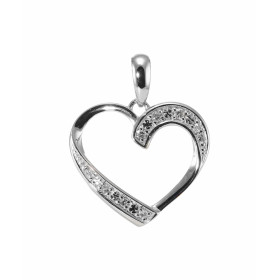 Pendentif coeur en Or Blanc 750 serti de 7 diamants pour un poids total de 0,04 carat. Dimensions du pendentif (bélière in...
