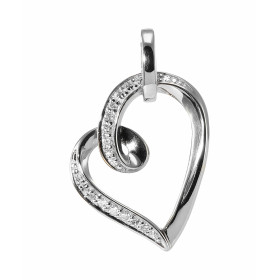 Pendentif coeur en Or Blanc 750 serti de 11 diamants pour un poids total de 0,07 carat. Dimensions du pendentif (bélière i...