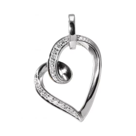 Pendentif coeur Or Blanc 750 serti 11 diamants pour un poids total 0,07 carat Dimensions du pendentif (bélière incluse) : ...