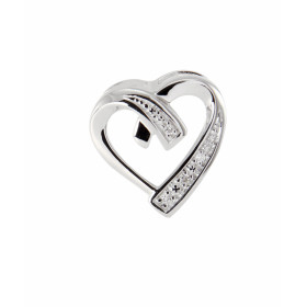 Pendentif Coeur Or Blanc 750 et Diamant. Pendentif serti de 4 diamants de 0.005 carat. Poids total diamant : 0,02 carat. Q...