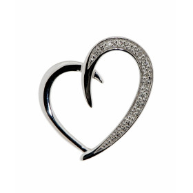 Pendentif Coeur Diamant en Or Blanc 750. Ce pendentif est serti de 10 diamants totalisant 0,05 carat. Les dimensions du pe...