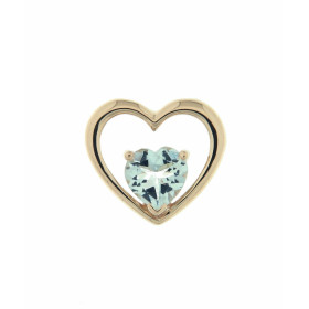 Pendentif Or jaune 375 serti d une aigue marine taille coeur 6x6mm Dimensions du pendentif (bélière incluse) : 12x13mm