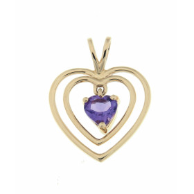 Pendentif Or jaune 375 serti d une améthyste taillée coeur 5x5mm Dimensions du pendentif (bélière incluse) : 20x15mm Quali...