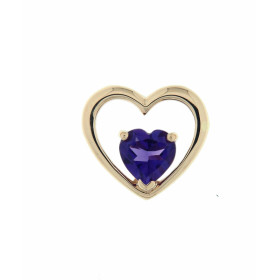 Pendentif Or jaune 375 serti d une améthyste taille coeur 6x6mm Dimensions du pendentif (bélière incluse) : 12x13mm