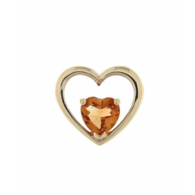 Pendentif Or jaune 375 serti d une citrine taille coeur 6x6mm Dimensions du pendentif (bélière incluse) : 12x13mm