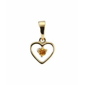 Pendentif Coeur Or jaune 375 et Citrine. Monture en Or jaune 375 (9 carats). Motif coeur de 8x8mm avec une pierre ronde de...